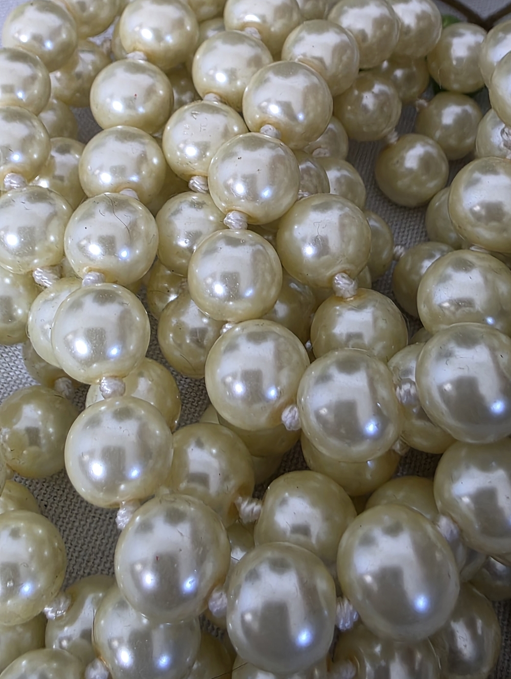 Long 90' Ivory Glass Pearl Necklace And Earrings Set - Picture 4 of 10